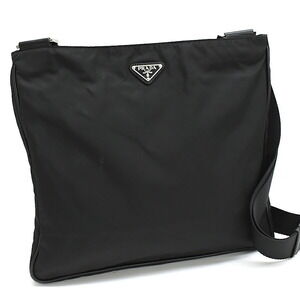 Prada Shoulder Bag Black Pocono Nylon Triangle Logo Plate
